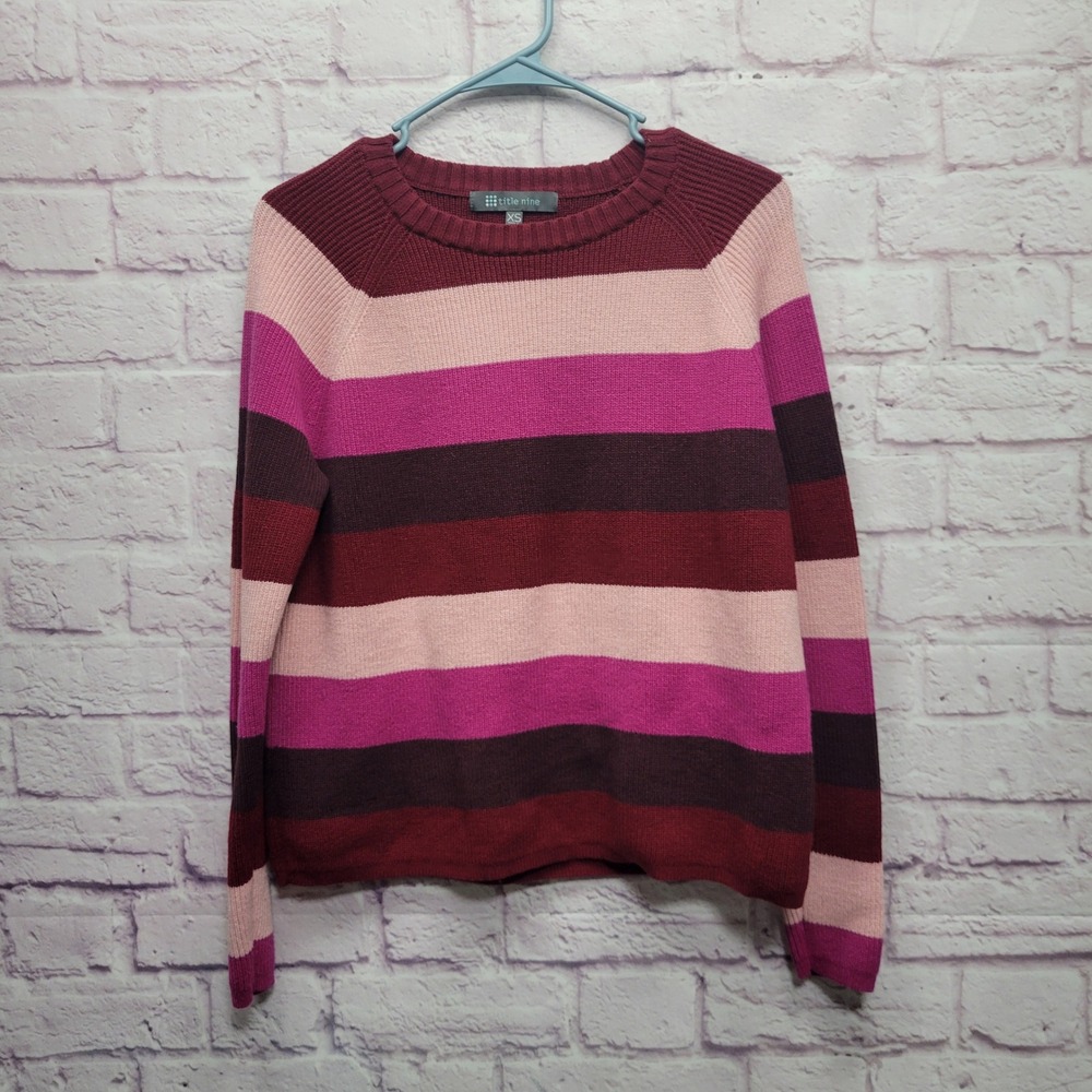 Title Nine Striped Crewneck Sweater Womens XS Cozy Preppy Academia Y2K‎ Vibes